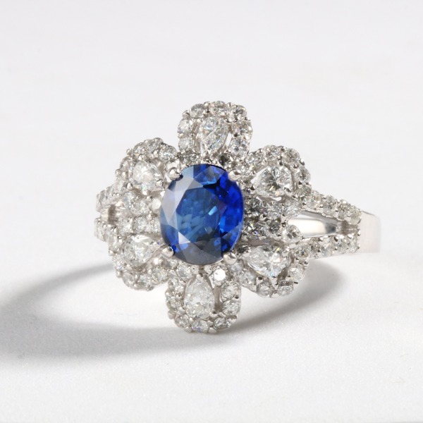 천연 블루 사파이어 1.45ct 다이아몬드 반지